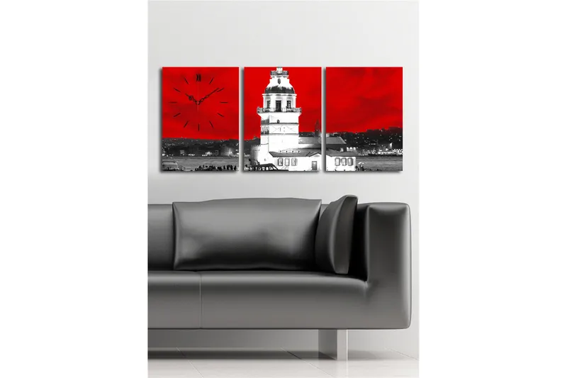 Koristeellinen Canvas Seinäkello (3 kpl) - Sisustustuotteet - Seinäkoristeet - Kellot