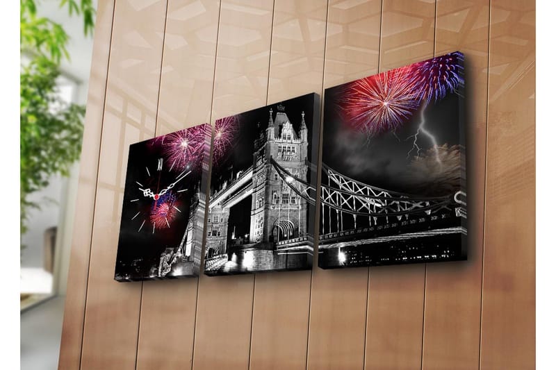 Koristeellinen Canvas Seinäkello (3 kpl) - Sisustustuotteet - Seinäkoristeet - Kellot