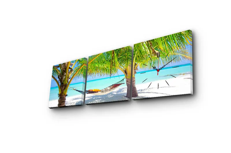 Koristeellinen Canvas Seinäkello (3 kpl) - Sisustustuotteet - Seinäkoristeet - Kellot