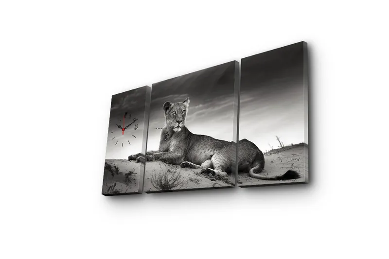 Koristeellinen Canvas Seinäkello (3 kpl) - Sisustustuotteet - Seinäkoristeet - Kellot