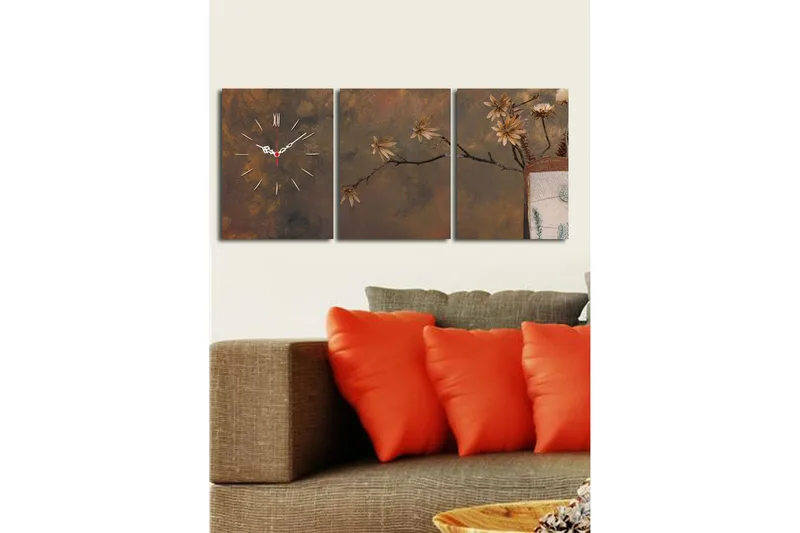 Koristeellinen Canvas Seinäkello (3 kpl) - Sisustustuotteet - Seinäkoristeet - Kellot