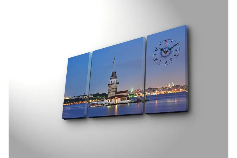 Koristeellinen Canvas Seinäkello (3 kpl) - Sisustustuotteet - Seinäkoristeet - Kellot