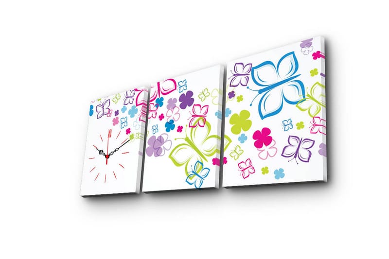 Koristeellinen Canvas Seinäkello (3 kpl) - Sisustustuotteet - Seinäkoristeet - Kellot