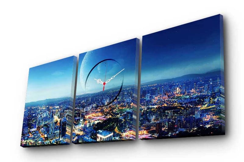 Koristeellinen Canvas Seinäkello (3 kpl) - Sisustustuotteet - Seinäkoristeet - Kellot