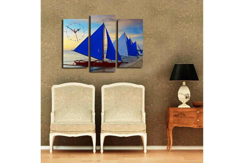 Koristeellinen Canvas Seinäkello (3 kpl) - Sisustustuotteet - Seinäkoristeet - Kellot