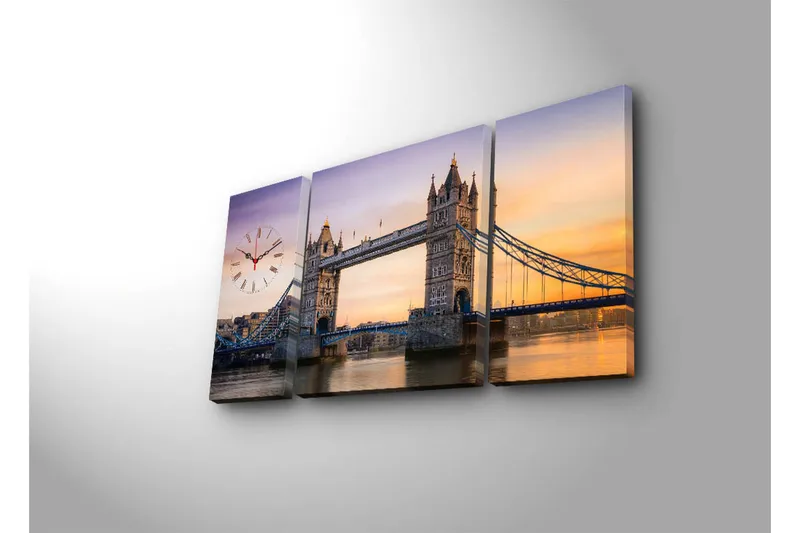 Koristeellinen Canvas Seinäkello (3 kpl) - Sisustustuotteet - Seinäkoristeet - Kellot