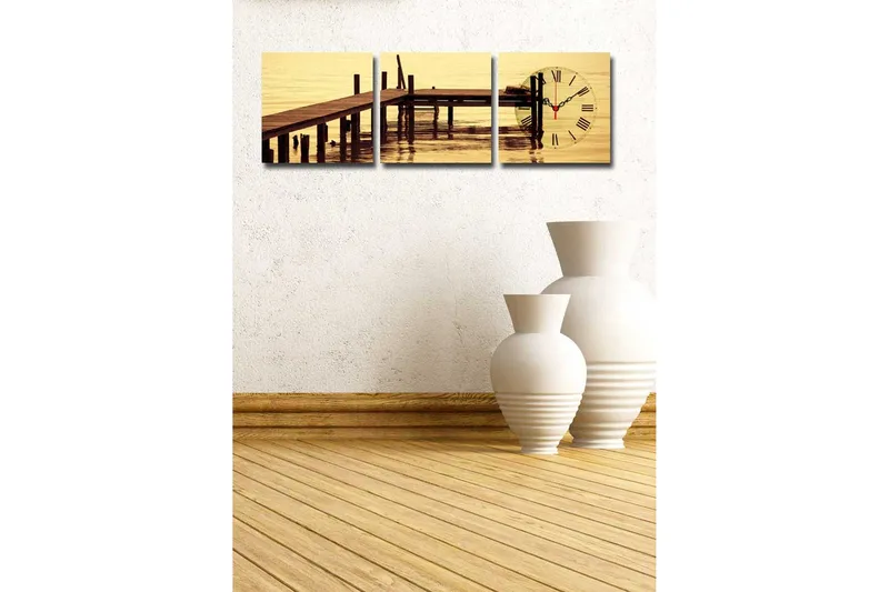 Koristeellinen Canvas Seinäkello (3 kpl) - Sisustustuotteet - Seinäkoristeet - Kellot