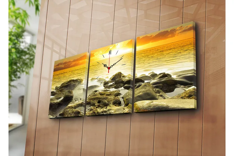 Koristeellinen Canvas Seinäkello (3 kpl) - Sisustustuotteet - Seinäkoristeet - Kellot