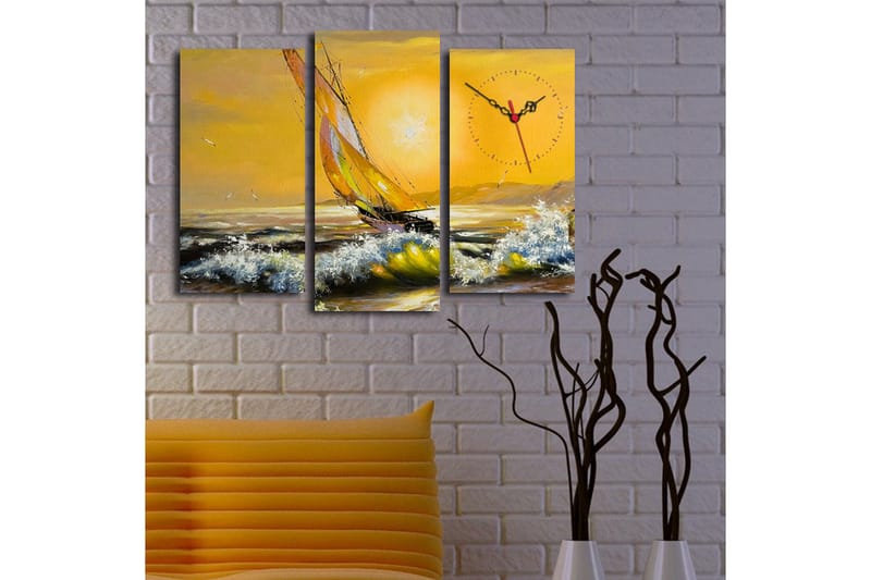 Koristeellinen Canvas Seinäkello (3 kpl) - Sisustustuotteet - Seinäkoristeet - Kellot