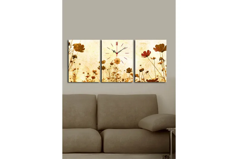 Koristeellinen Canvas Seinäkello (3 kpl) - Sisustustuotteet - Seinäkoristeet - Kellot