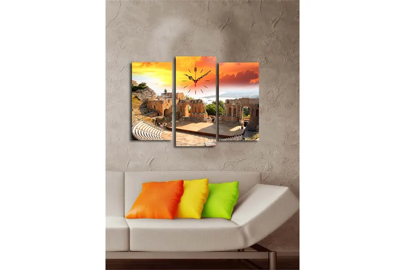 Koristeellinen Canvas Seinäkello (3 kpl) - Sisustustuotteet - Seinäkoristeet - Kellot