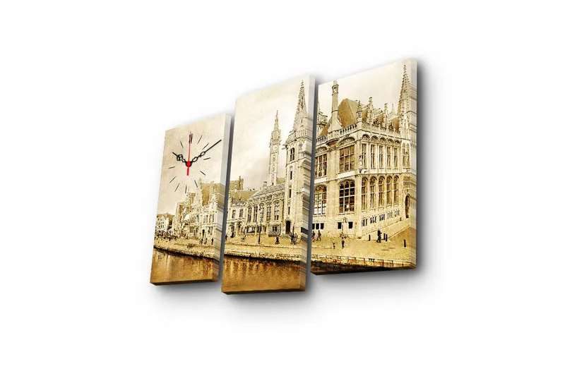 Koristeellinen Canvas Seinäkello (3 kpl) - Sisustustuotteet - Seinäkoristeet - Kellot