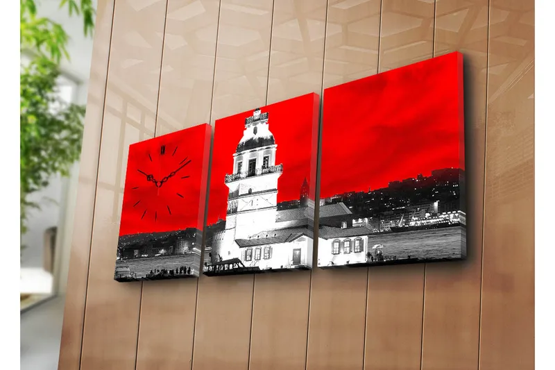 Koristeellinen Canvas Seinäkello (3 kpl) - Sisustustuotteet - Seinäkoristeet - Kellot