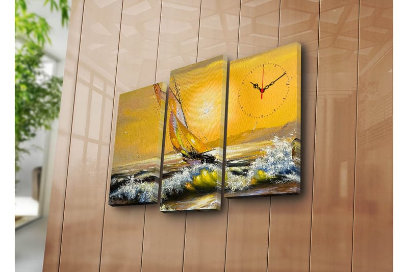 Koristeellinen Canvas Seinäkello (3 kpl) - Sisustustuotteet - Seinäkoristeet - Kellot