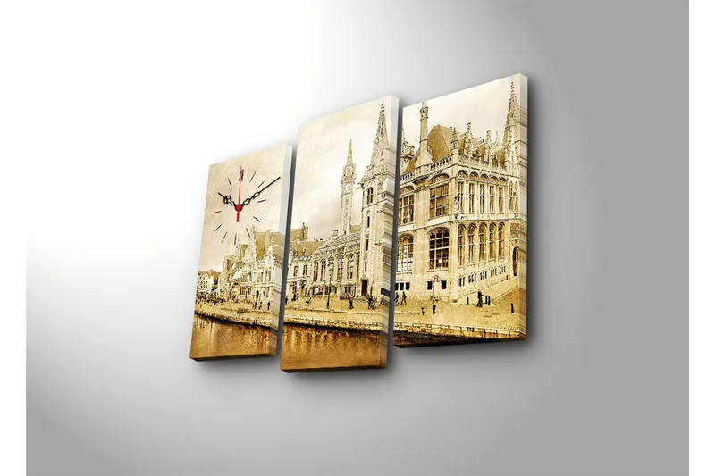 Koristeellinen Canvas Seinäkello (3 kpl) - Sisustustuotteet - Seinäkoristeet - Kellot