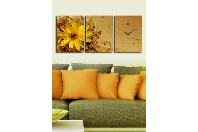 Koristeellinen Canvas Seinäkello (3 kpl) - Sisustustuotteet - Seinäkoristeet - Kellot