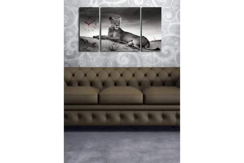 Koristeellinen Canvas Seinäkello (3 kpl) - Sisustustuotteet - Seinäkoristeet - Kellot