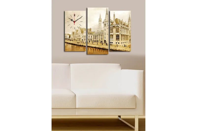 Koristeellinen Canvas Seinäkello (3 kpl) - Sisustustuotteet - Seinäkoristeet - Kellot