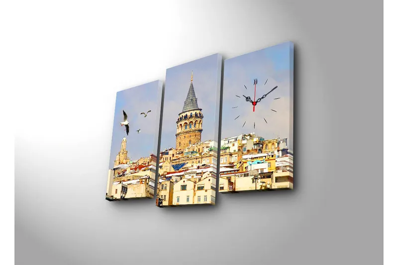 Koristeellinen Canvas Seinäkello (3 kpl) - Sisustustuotteet - Seinäkoristeet - Kellot