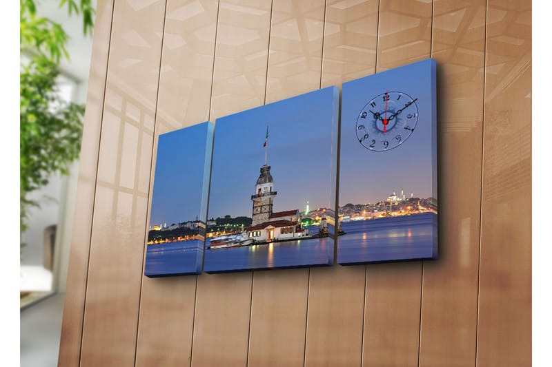 Koristeellinen Canvas Seinäkello (3 kpl) - Sisustustuotteet - Seinäkoristeet - Kellot