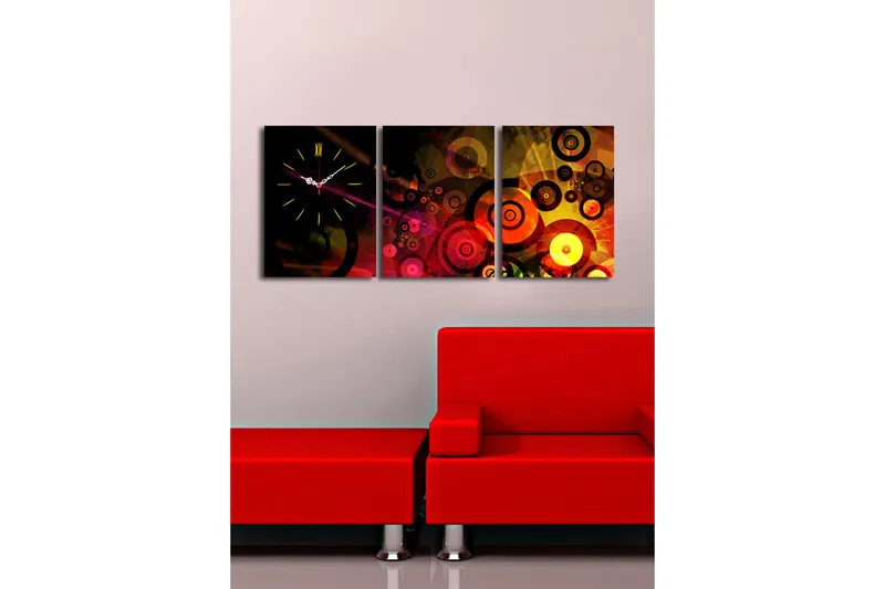 Koristeellinen Canvas Seinäkello (3 kpl) - Sisustustuotteet - Seinäkoristeet - Kellot