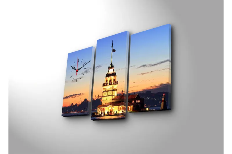 Koristeellinen Canvas Seinäkello (3 kpl) - Sisustustuotteet - Seinäkoristeet - Kellot