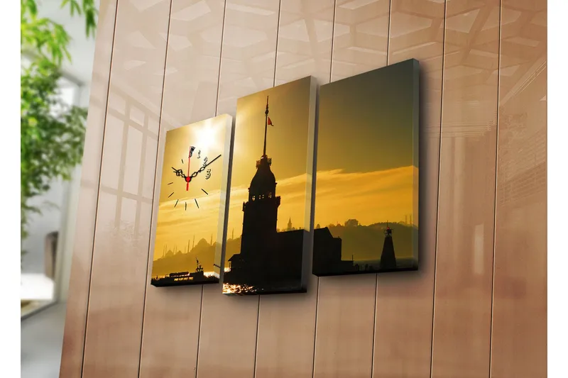 Koristeellinen Canvas Seinäkello (3 kpl) - Sisustustuotteet - Seinäkoristeet - Kellot