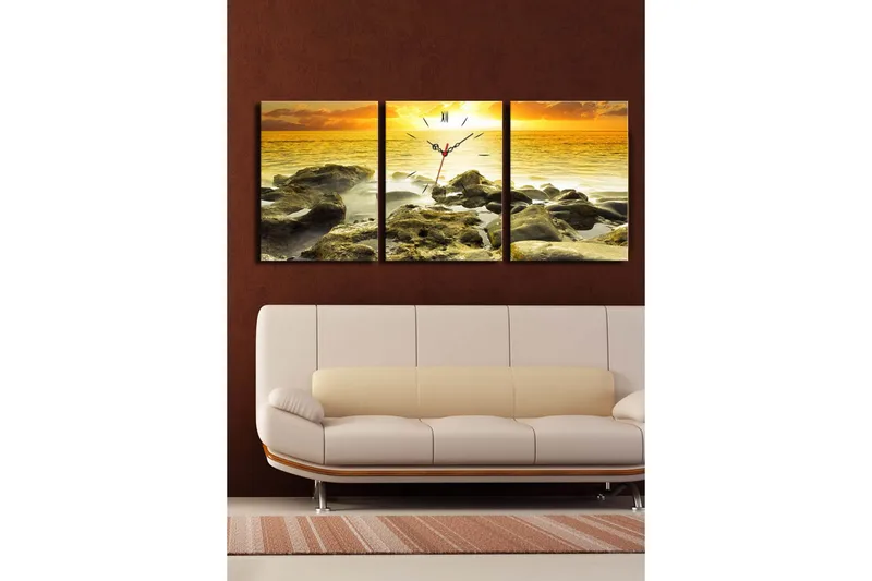 Koristeellinen Canvas Seinäkello (3 kpl) - Sisustustuotteet - Seinäkoristeet - Kellot