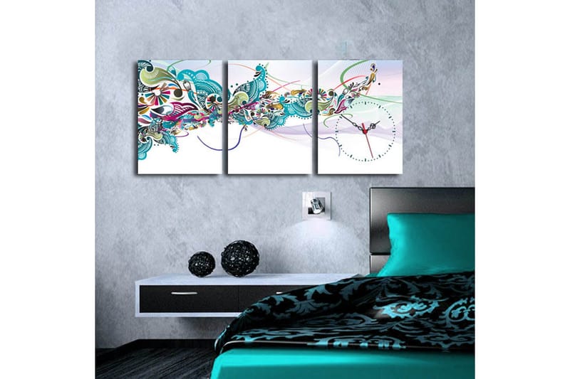 Koristeellinen Canvas Seinäkello (3 kpl) - Sisustustuotteet - Seinäkoristeet - Kellot