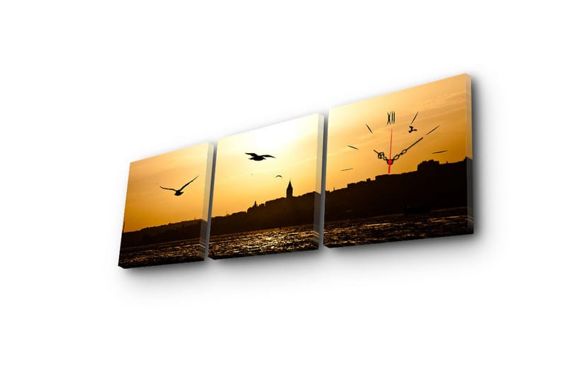 Koristeellinen Canvas Seinäkello (3 kpl) - Sisustustuotteet - Seinäkoristeet - Kellot