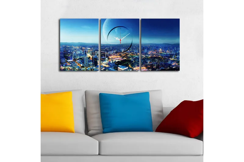 Koristeellinen Canvas Seinäkello (3 kpl) - Sisustustuotteet - Seinäkoristeet - Kellot