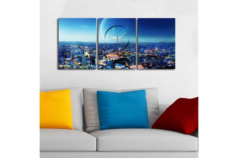 Koristeellinen Canvas Seinäkello (3 kpl) - Sisustustuotteet - Seinäkoristeet - Kellot