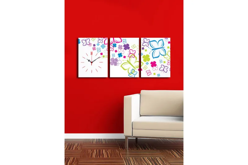 Koristeellinen Canvas Seinäkello (3 kpl) - Sisustustuotteet - Seinäkoristeet - Kellot