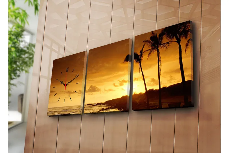 Koristeellinen Canvas Seinäkello (3 kpl) - Sisustustuotteet - Seinäkoristeet - Kellot