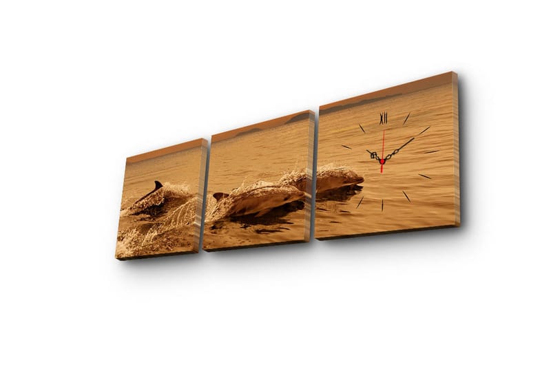 Koristeellinen Canvas Seinäkello (3 kpl) - Sisustustuotteet - Seinäkoristeet - Kellot