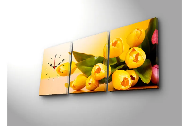 Koristeellinen Canvas Seinäkello (3 kpl) - Sisustustuotteet - Seinäkoristeet - Kellot