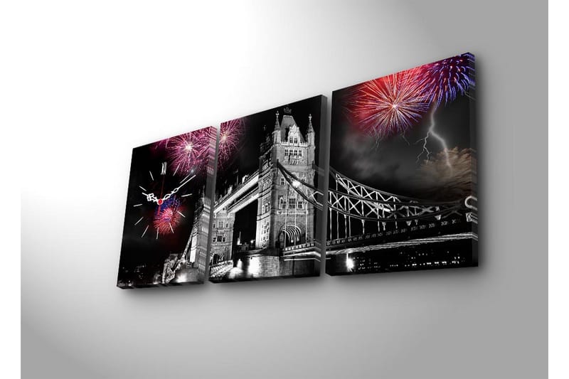 Koristeellinen Canvas Seinäkello (3 kpl) - Sisustustuotteet - Seinäkoristeet - Kellot