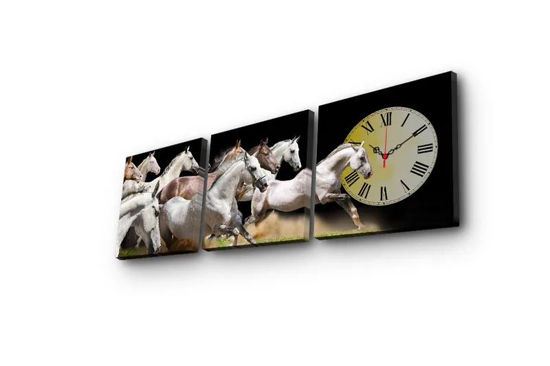 Koristeellinen Canvas Seinäkello (3 kpl) - Sisustustuotteet - Seinäkoristeet - Kellot