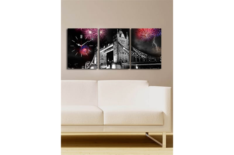 Koristeellinen Canvas Seinäkello (3 kpl) - Sisustustuotteet - Seinäkoristeet - Kellot