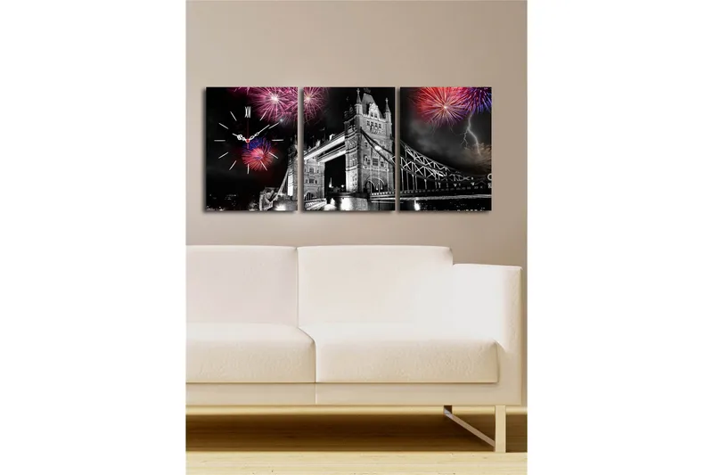 Koristeellinen Canvas Seinäkello (3 kpl) - Sisustustuotteet - Seinäkoristeet - Kellot