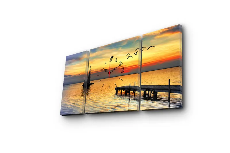 Koristeellinen Canvas Seinäkello (3 kpl) - Sisustustuotteet - Seinäkoristeet - Kellot