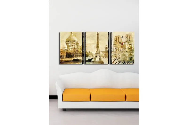 Koristeellinen Canvas Seinäkello (3 kpl) - Sisustustuotteet - Seinäkoristeet - Kellot