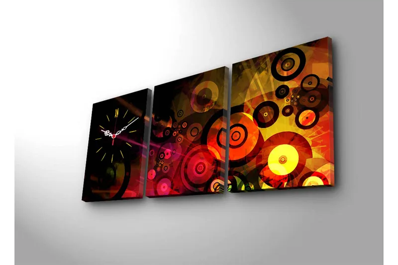 Koristeellinen Canvas Seinäkello (3 kpl) - Sisustustuotteet - Seinäkoristeet - Kellot