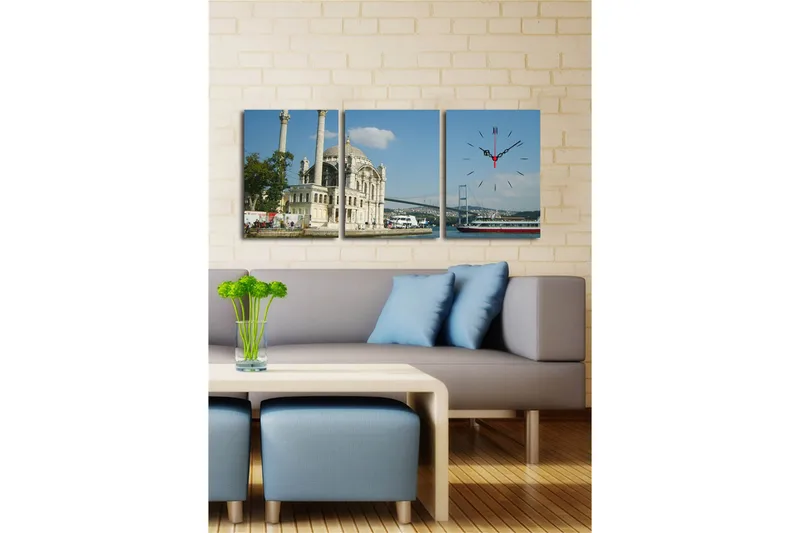 Koristeellinen Canvas Seinäkello (3 kpl) - Sisustustuotteet - Seinäkoristeet - Kellot