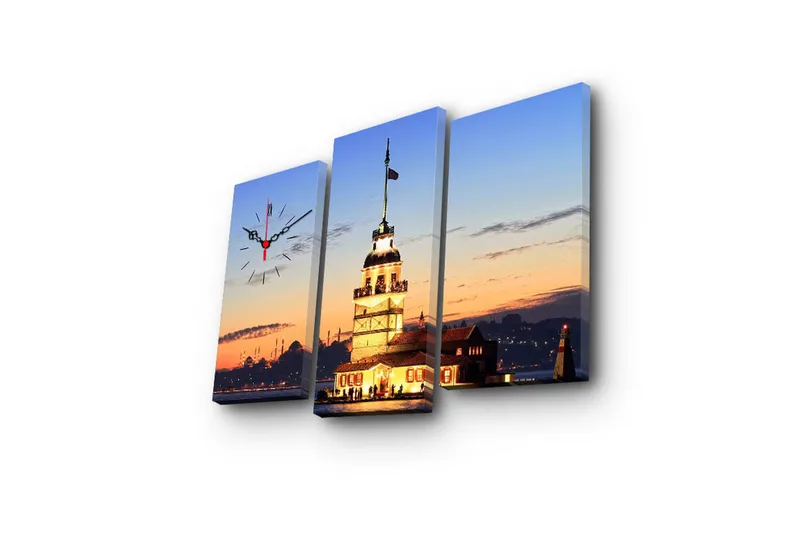 Koristeellinen Canvas Seinäkello (3 kpl) - Sisustustuotteet - Seinäkoristeet - Kellot