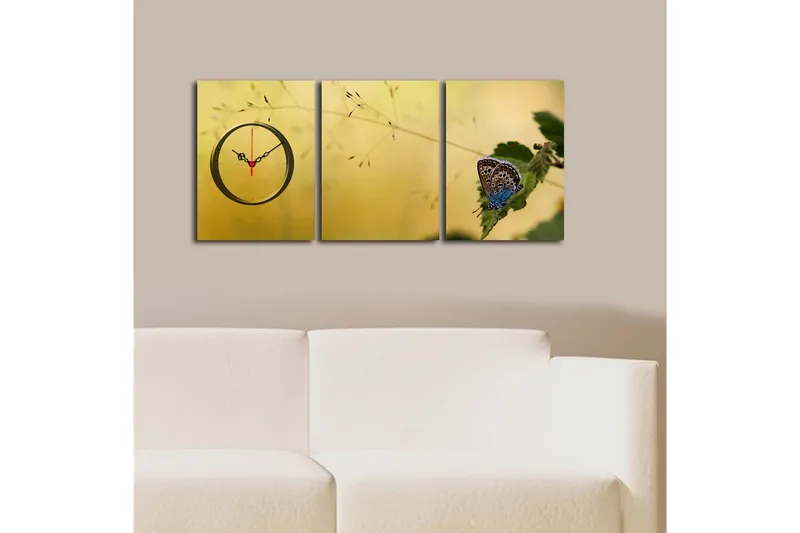 Koristeellinen Canvas Seinäkello (3 kpl) - Sisustustuotteet - Seinäkoristeet - Kellot