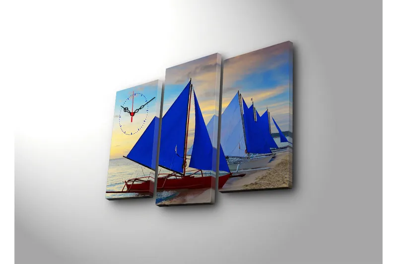 Koristeellinen Canvas Seinäkello (3 kpl) - Sisustustuotteet - Seinäkoristeet - Kellot