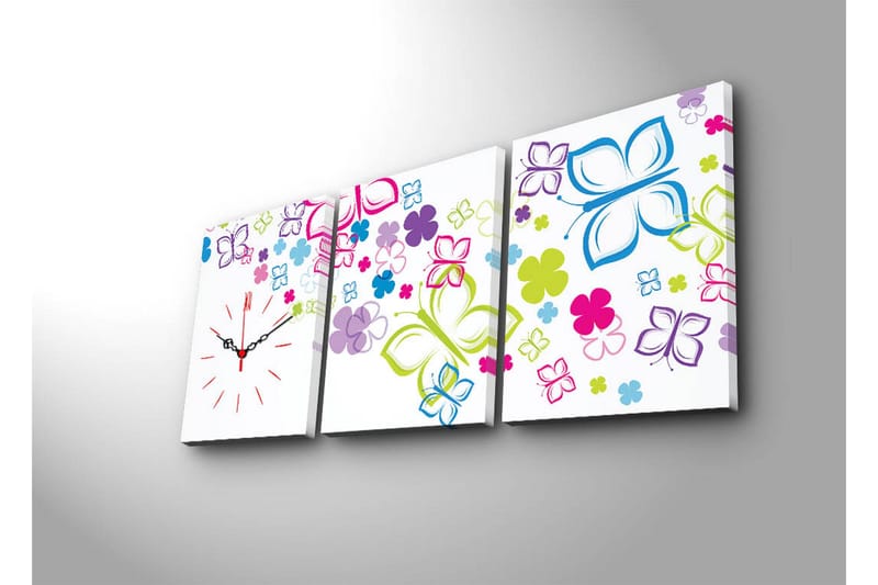 Koristeellinen Canvas Seinäkello (3 kpl) - Sisustustuotteet - Seinäkoristeet - Kellot