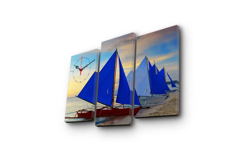 Koristeellinen Canvas Seinäkello (3 kpl) - Sisustustuotteet - Seinäkoristeet - Kellot