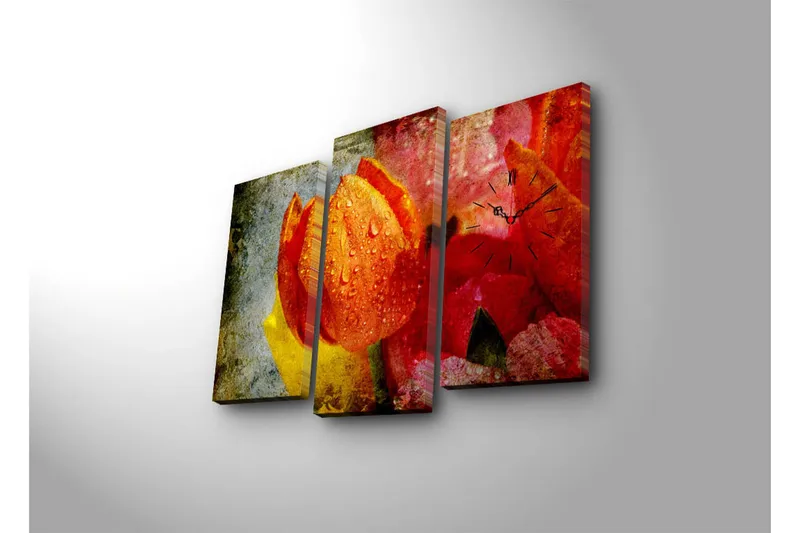 Koristeellinen Canvas Seinäkello (3 kpl) - Sisustustuotteet - Seinäkoristeet - Kellot